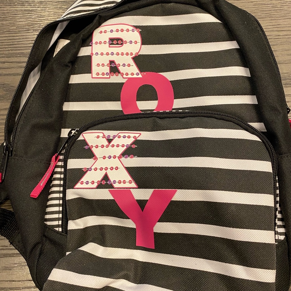 Roxy Striped Black and Pink Kids Backpack